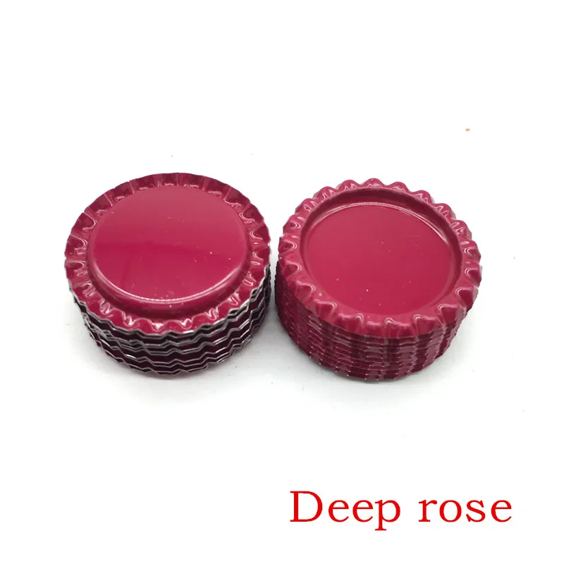 Новое поступление, 24 цвета, с обеих сторон, металлические фланцевые крышки для бутылок без отверстий, плоские крышки для бутылок для ожерелья, украшения для волос - Цвет: Deep rose