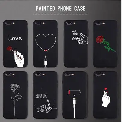 Силиконовый чехол для пары iPhone X 6 S 7 8 Plus 5 5S SE Lover Plant мультяшный телефона s оболочка