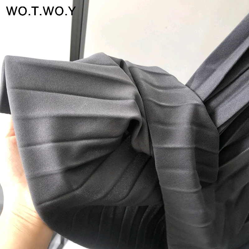 WOTWOY, осенняя Повседневная плиссированная женская юбка,, прямая, до середины икры, длинная, черная, юбки для женщин, элегантная, мягкая, трогательная, женская одежда