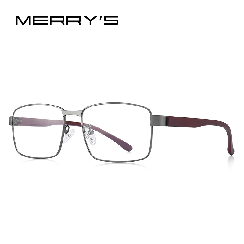 MERRYS дизайнерские мужские деловые квадратные очки с оправой, мужские очки для близорукости по рецепту TR90, оправа из титанового сплава, ноги S2105 - Цвет оправы: C03 Gray