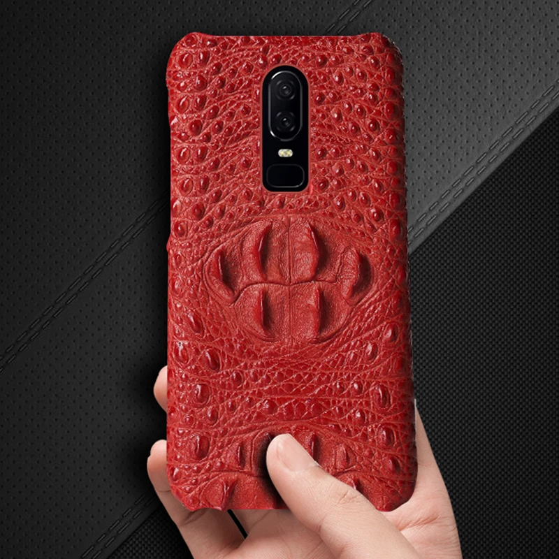 

Phone Case For Oneplus 6 6T 7 7T Pro Case For 3 3T 5 5T Cowhide Crocodile Head texture Back cover