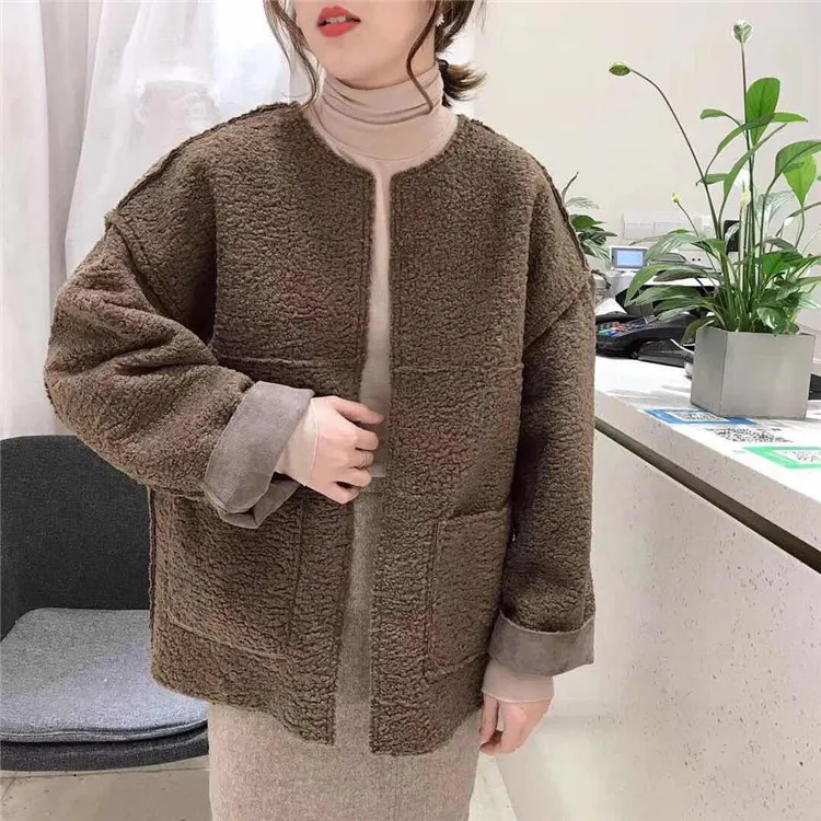 

2018 Winter New Style Korean-style Short Lambs Wool Coat Loose-Fit Versatile Fur Short Coat Women's Fashion