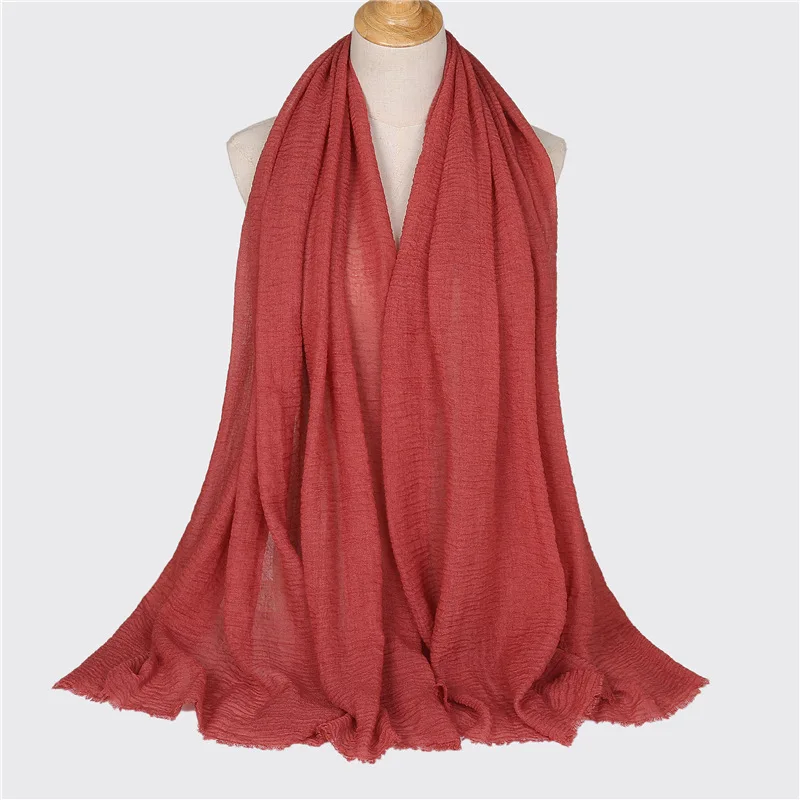 Хлопок и лен хиджабы для женщин дамы простой сплошной длинный платок Женский Повседневный обертывание простой хиджаб мусульманский модный платок