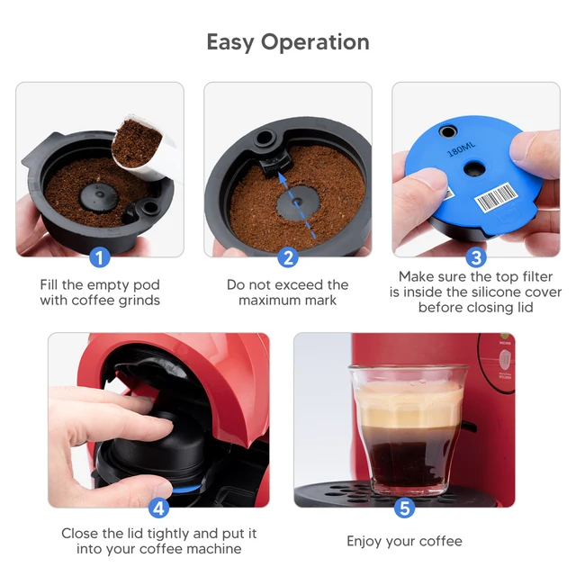 FOVNOT Cápsulas de café recargables, cápsulas de café reutilizables de 6.8  fl oz para máquina de café Bosch Tassimo, cápsulas de café recargables con