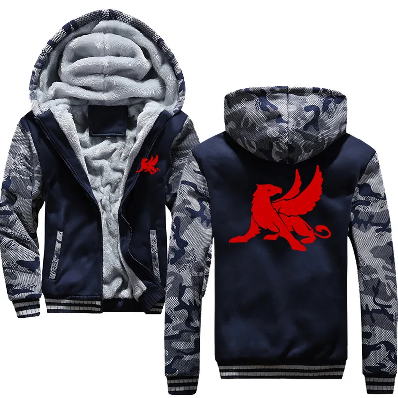 Navy blue Mythical Gryphon толстовки мужские, толстовки с капюшоном с принтом шляпы флисовые утепленные осенне-зимние мужские теплые пальто брендовая одежда - Цвет: Navy blue
