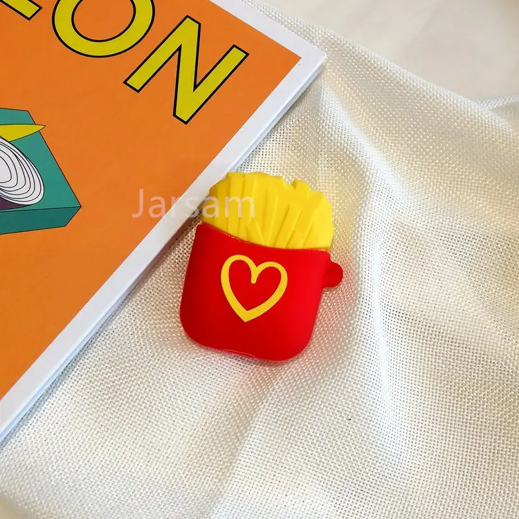 French fries Чехол для Airpods, силиконовый чехол с рисунком для Apple Air pods, милый чехол для наушников, 3D чехол для наушников, аксессуары для наушников - Цвет: French fries