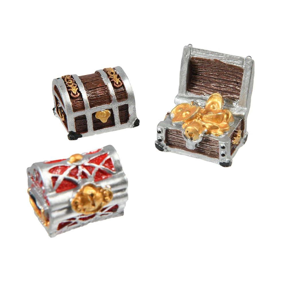 Treasure Chest Box Antique Creative Fish Tank Ornaments Landscape Pirate Gold Coins Resin Decorations Fish Tank Decorations Mini Landscape Ornaments Aquarium Ornaments