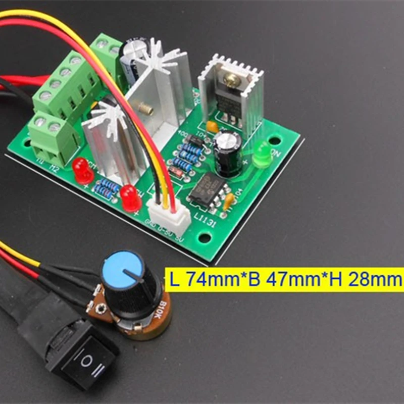 DC6-24V 6A 180W PWM DC Motor Speed Regulator Controller 6V 12V 24V Control With Start Stop Reverse Rotation and Shut Off