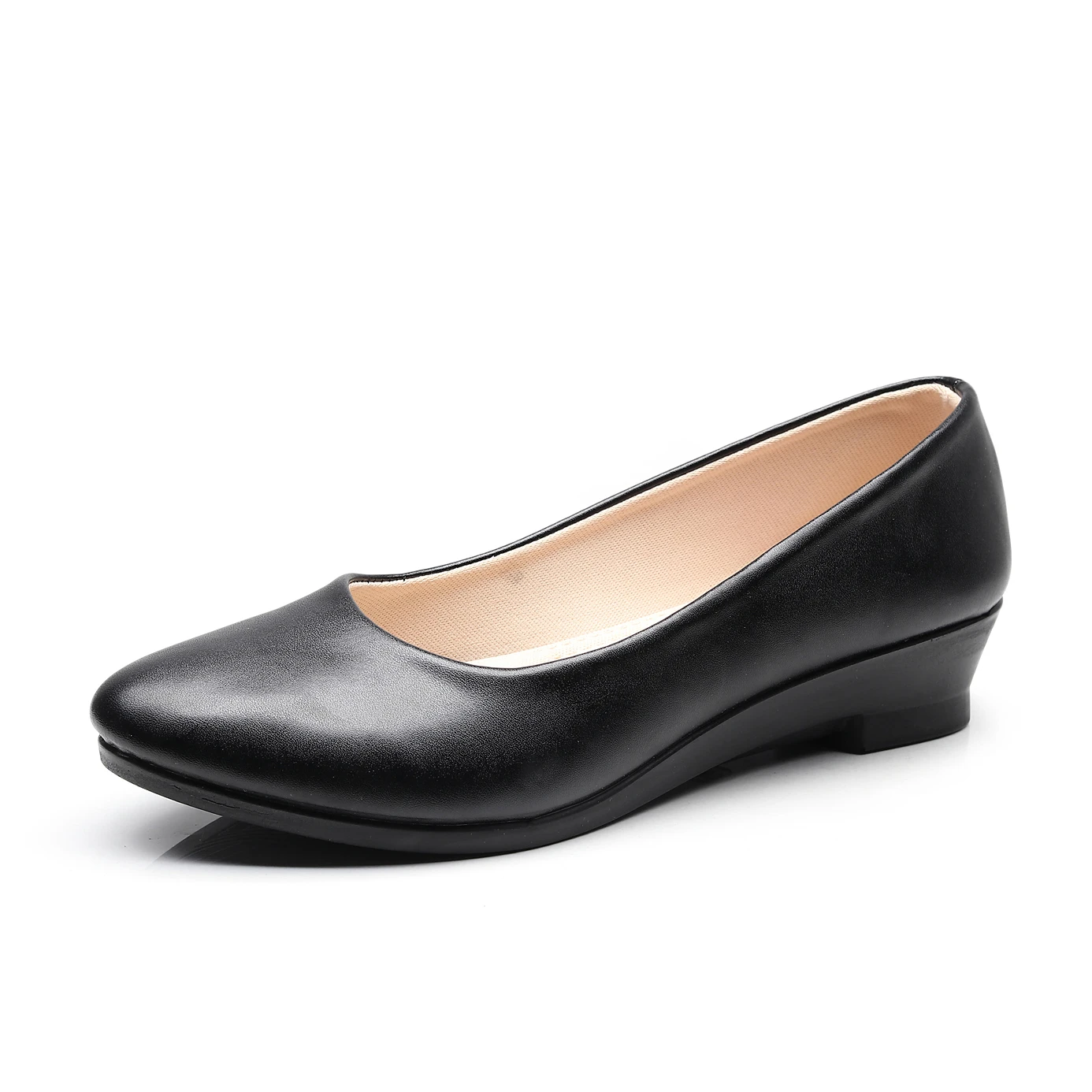 Zapatos de Ballet negros para mujer, calzado informal de piel sintética con cuña, para trabajo de oficina, de clásicos|Zapatos de tacón de mujer| - AliExpress