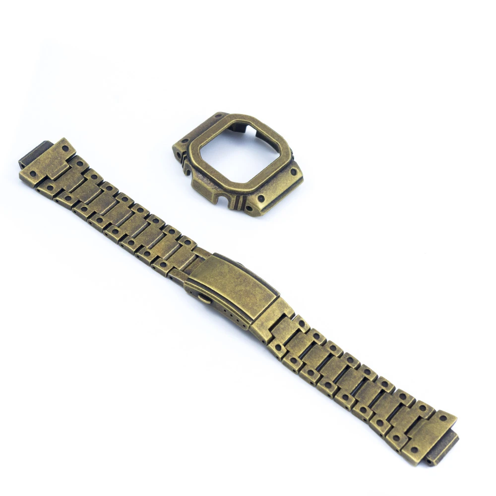 Черные Ремешки для наручных часов в стиле ретро GWM5610 DW5600 GW5000, ремешок и чехол для часов, набор металлических браслетов из нержавеющей стали, стальной ремень, аксессуары
