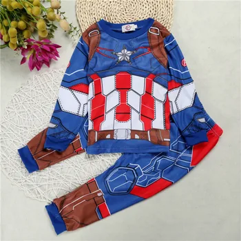 

New Pajama set Children Clothing Cotton Cartoon Hulk Superhero Iron Man Costume Baby Girls Captain America Kids Sleepwear boys