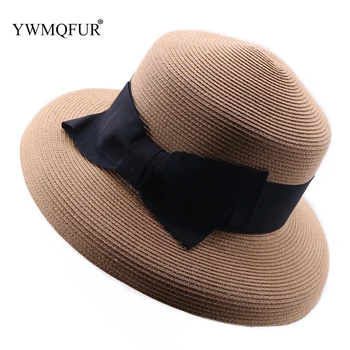 

2020 New Straw Cap Female Wide Brim Summer Sun Uv Protection Hat Lady Casual Girl Sun Shade Foldable Women Bow-Knot Beach Hat