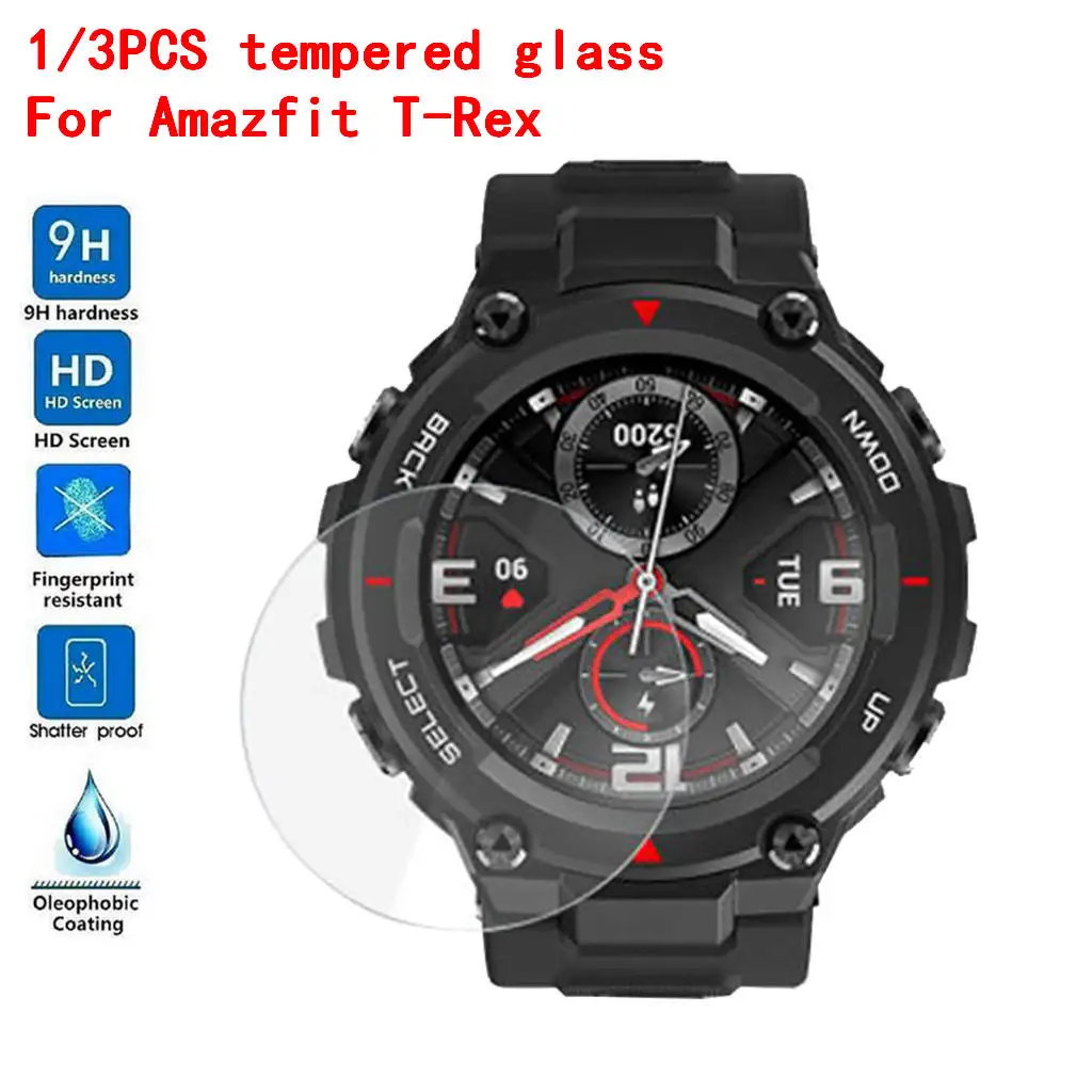 1/3PCS tempered glass Watch screen protector Film For Huami Amazfit T-Rex Smart Band Strap T Rex Accessories Cover Case | Электроника
