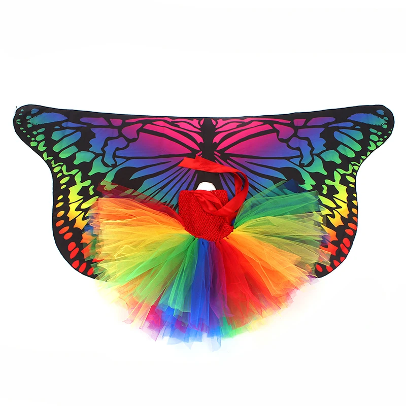 Bright Rainbow Butterfly Tutu Dress Little Kids Girls Halloween Costume Outfit Children Birthday Party Beach Holiday Tulle Dresses (23)