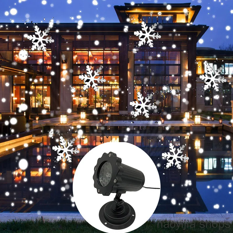 

New product laser projection lamp new year party decoration IP65 mobile snow Christmas snowflake laser snowfall projector