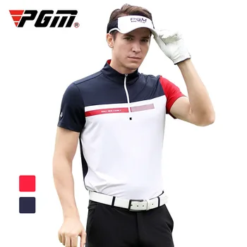 

PGM Golf Moisture Absorption Quick-Drying Fabric Clothing Men's Zipper Stitching Short-Sleeved T-shirt YF250