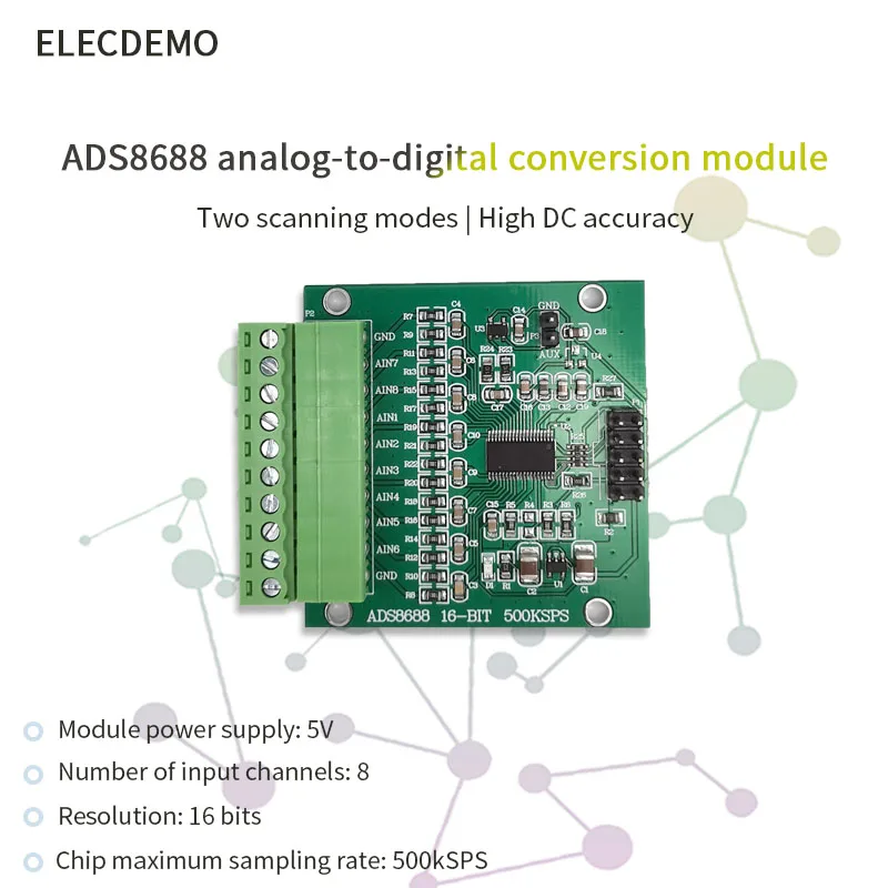 ADS8688 AD 16-bit 500kSPS single/bipolar input 8-channel SAR/ADC data acquisition module