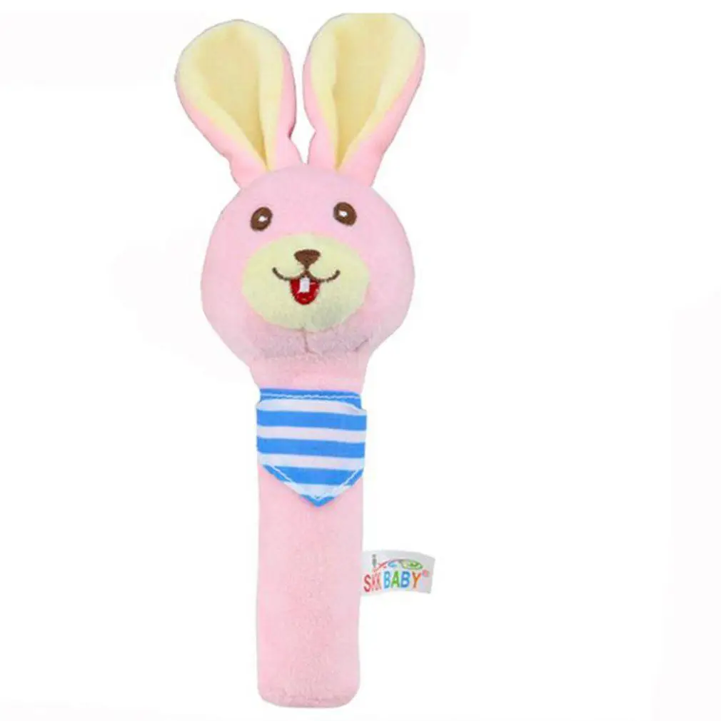 Rabbit Stick Игрушки для новорожденных детей 0-12 месяцев, Мультяшные животные, кролик, медведь, погремушки для маленьких мальчиков и девочек, колокольчики, плюшевые игрушки для малышей - Цвет: Rabbit Stick