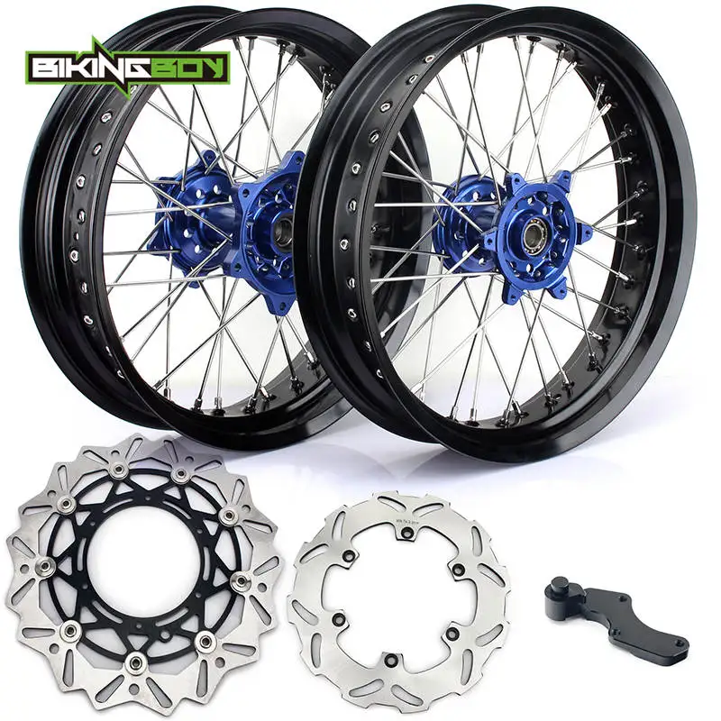 BIKINGBOY 3.5*17" 5.0*17" Front Rear Supermoto Wheel Rim Hub for KTM EXC SXF MXC 200 250 300 400 450 Brake Discs Disks + Bracket