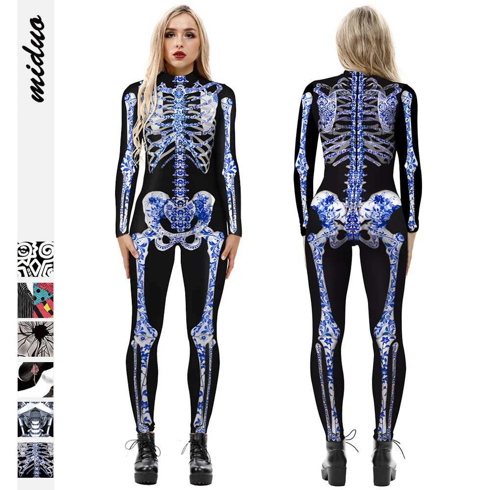 

Adult Sexy Women Scary Ghost Costume Skeleton Halloween Sexy Devil Jumpsuit Kids Baby Girl Carnival Party Day of The Dead