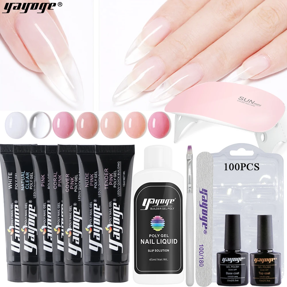

Yayoge 15ml Poly Gel Set Poygel kit LED UVGel Polish Varnish Nail Quck Building Art Kit For Manicure Salon US warehouse