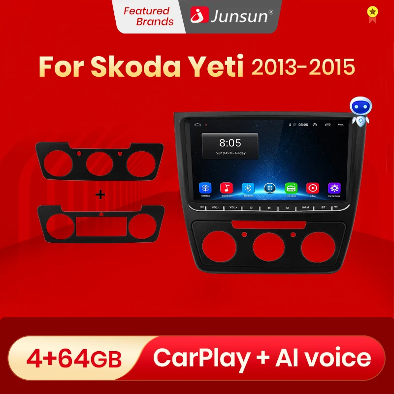 Junsun AI Голосовое CarPlay Автомагнитола Магнитола Мультимедиа автомобиля для Skoda Yeti 2013