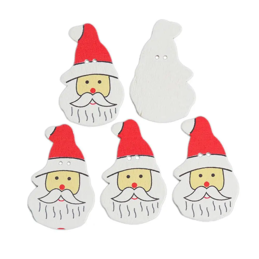 

Wood Buttons Christmas Santa Claus Shape Two Holes White & Red For Crafts Scrapbooking Clothes Buttons 4.3cm x 2.7cm, 25 PCs