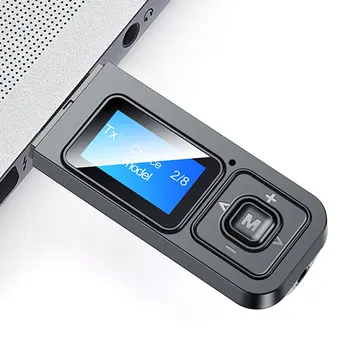 

2In1 USB Audio Receiver Transmitter for TV Speaker Car PC 3.5mm Jack Stereo AUX Wireless 5.0 Adapter with LCD Display
