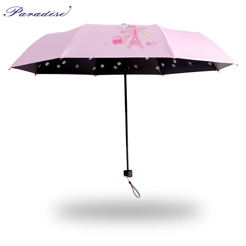 Folding windproof UV umbrellas Black plastic small fresh dual-use umbrella folding new sun umbrella ladies umbrella