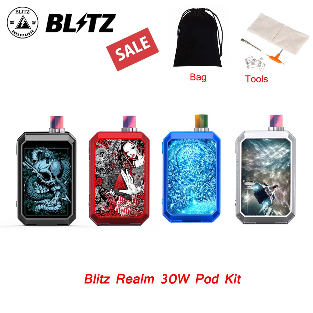 

Blitz Realm 30W Pod Kit with 1100mAh battery Capacity 3.5ml pod cartridge 0.6ohm mesh coil atomizer Ecig vape kit for Nord Coil