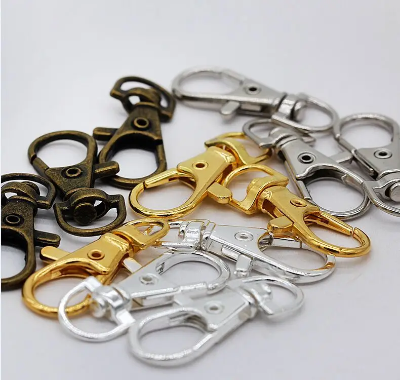 10p 36mm Gold Silver Key Ring Bag Key Fob Ring Keyring Swivel Trigger Clip Lobster Clasp Hook for Keychain Making lanyard Buckle - Цвет: randomly mix colors