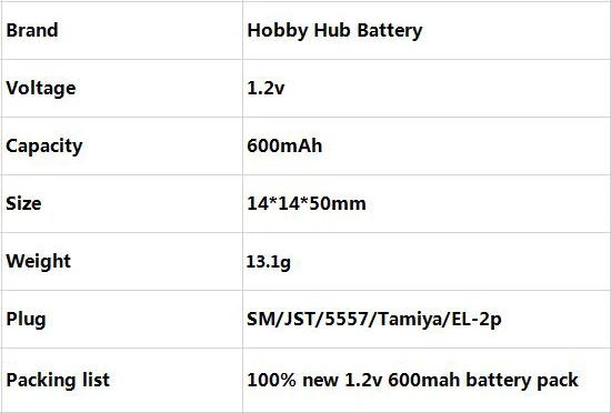 1.2V 600MAH