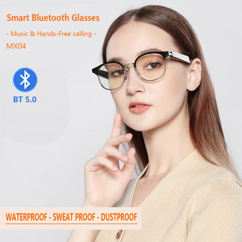 Bluetooth 5.0 Smart Glasses Headset Music Sunglasses Mobile Phone Dust Proof Voice Control Blue Light Earphones Sports Driving