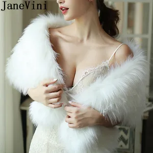 Зимнее свадебное платье jaevini, шаль из искусственного меха, элегантная белая свадебная кружевная куртка, деловые вечерние накидки, блестящие палантины
