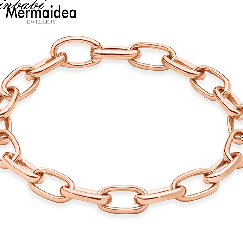 Женский и мужской браслет из звеньев под розовое золото длина 20 см|Цепочки