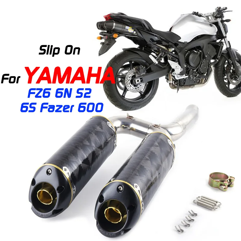 Slip On For Yamaha FZ6 FZ6N S2 FZ6S Fazer600 Exhaust FZ6S FZ6N Motorcycle Carbon Fiber Exhaust
