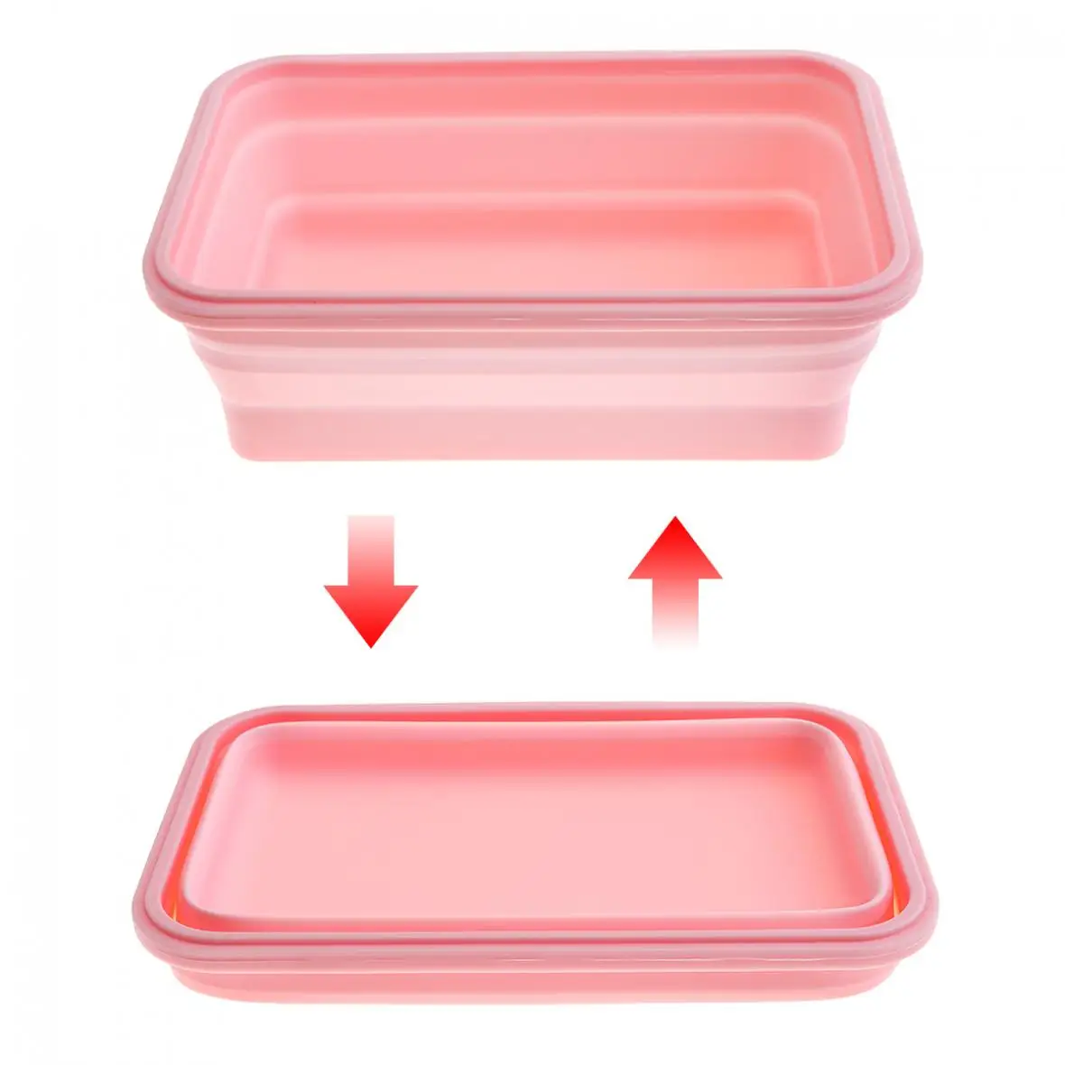 1200ML 8 Inch 2 Colors Portable Rectangle Silicone Scalable Folding Lunchbox Bento Box for-40 Centigrade~ 230 Centigrade