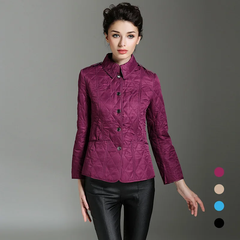 

Europe And America 2019 Autumn And Winter New Style Fold-down Collar Single Breasted Thin xiu shen duan Cotton-padded Clothes Wo