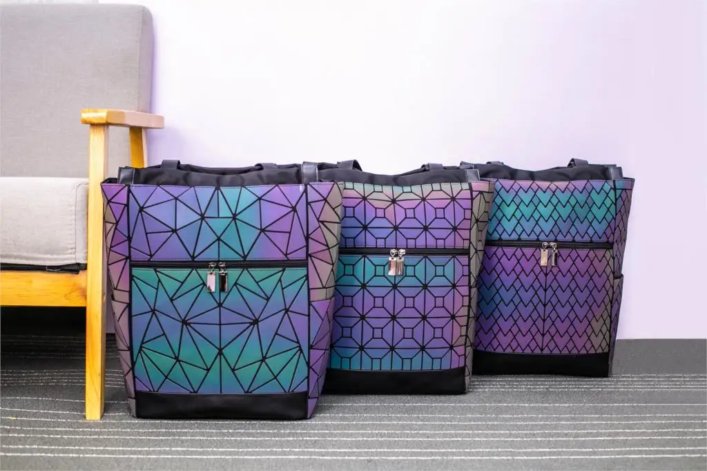 Женская сумка, светящиеся Женские Геометрические сумки, роскошные женские ручные сумки, многофункциональная женская сумка-мессенджер, большая дорожная сумка, Bolso Mujer