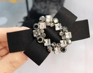 Korea Handmade Flower Crystal Hair Accessories For Girls Pearl Hair Bows Rim Hairpin Hair Clips Barrette - Цвет: black