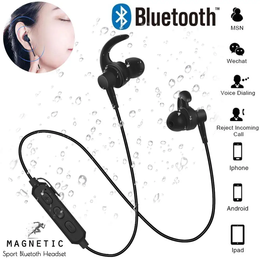 Спортивная bluetooth-гарнитура 5,0, новинка, беспроводная, водонепроницаемая, TF карта, магнитная, с креплением на шею, стерео, бинауральный микрофон# CD