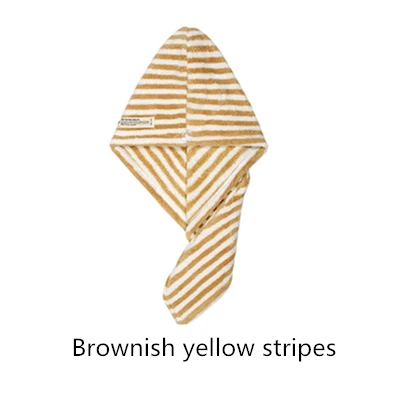 Утолщенная сухая шапочка для волос супер абсорбирующее полотенце для взрослых сухих волос s Мягкий утолщенный упакованный головной платок полотенце из микрофибры сухие волосы vs розовый - Цвет: Yellow stripe