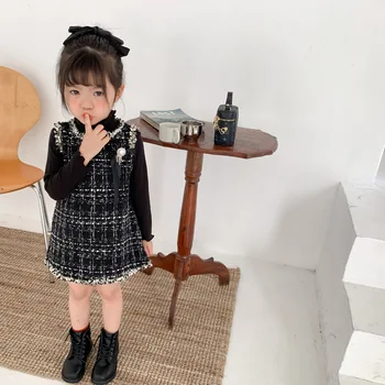 

Korean-Style Girls' Princess Vest Dress Kids Cloth Autumn New Style Baby Girl Sleeveless Dress Pear Bowkont Toddler Girl Dress