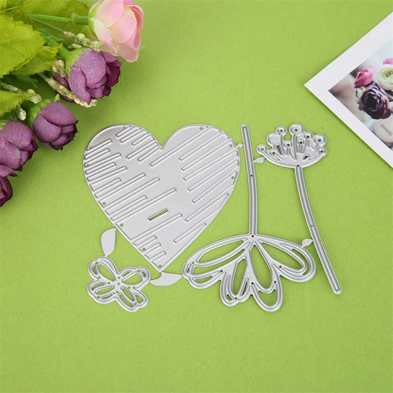 

Heart With Flowers Metal Cutting Dies For DIY Scrarpbooking Embossing Paper Cards Decorative Crafts Supplies New 2019