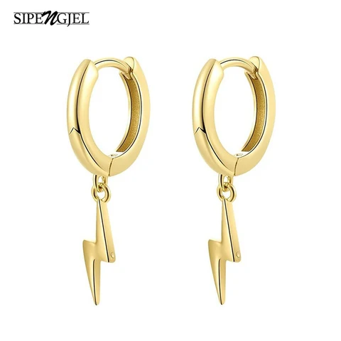 Cute Lightning Dangle Hoop Earrings Creative Geometric Small Hoop Earrings For Women Girls Jewelry Gift 2021