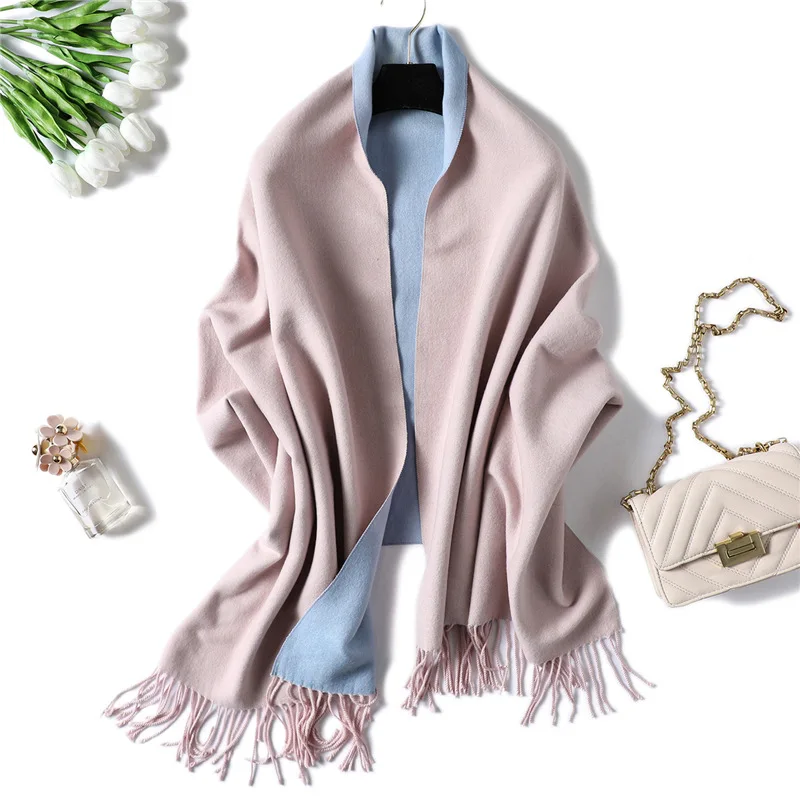 

2019 New Women's Winter Scarf Cashmere Wool Scarves Shawls Soft Solid Wool Pashmina for Women Winter Warm Female Poncho Stoles