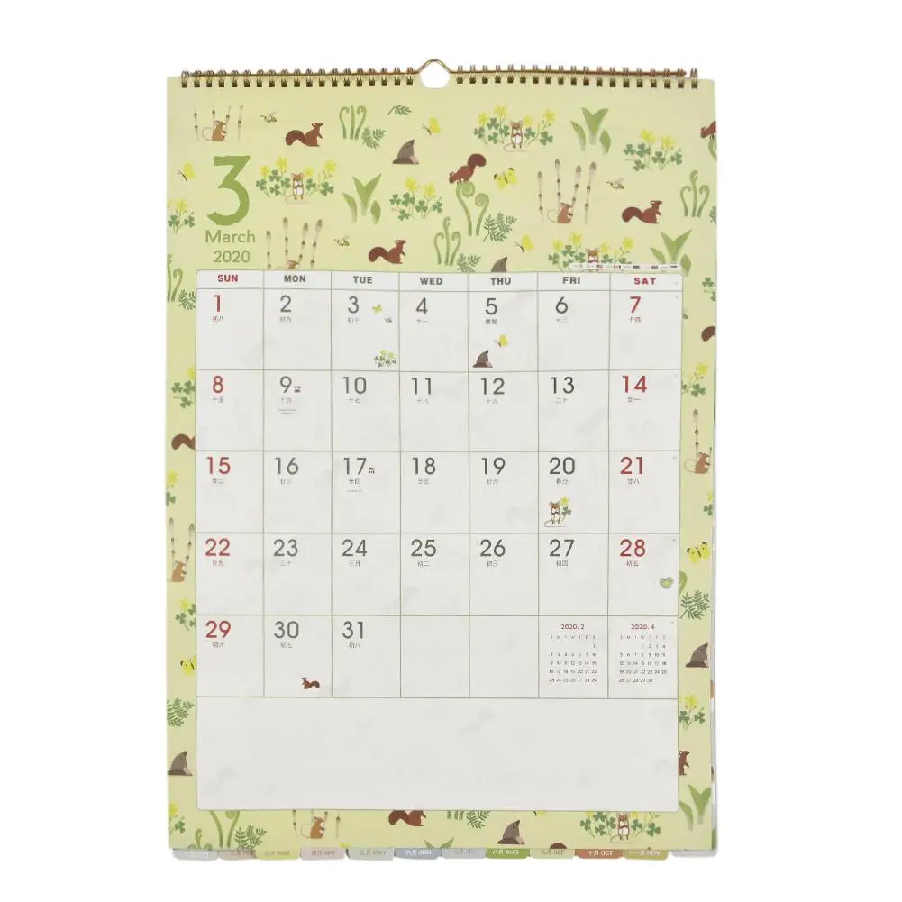 Креативный свежий бумажный календарь, ежемесячный настенный календарь, плотная бумага, календарь в проволочном переплете, идеальный школьный офисный планировщик