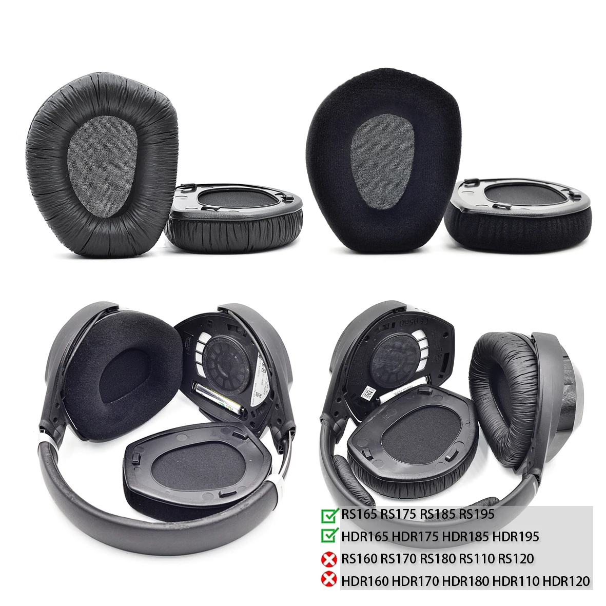 Defean Replacement HDR 175 HDR 165 Ear Pads Headband Includes plastic ring for Sennheiser RS165