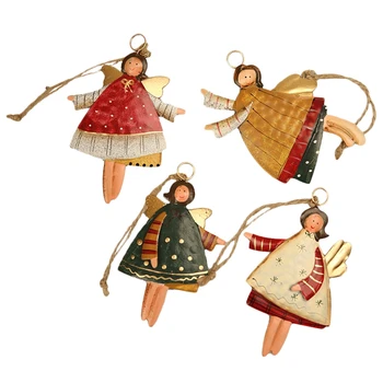 

Christmas Tree Hanging Angel Girl Bear Santa Bells Decoration Xmas Party Wedding Ornament Metal Pendants Christmas Gifts