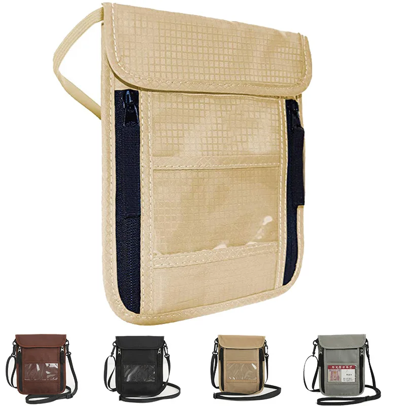 

RFID Anti-theft Hanging Neck Proof Bag Passport Clip Bag Travel Storage Messenger Bag Passport Multi-function Card Package